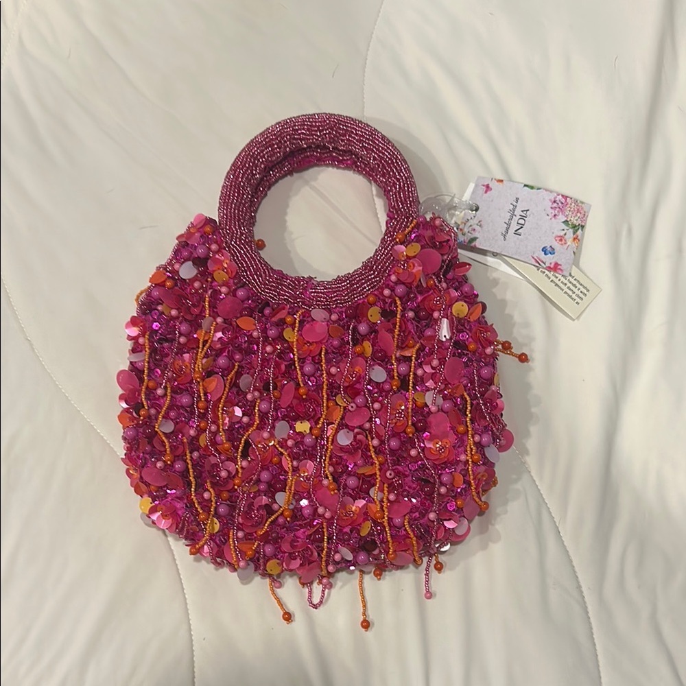 Pink Beaded Handbag